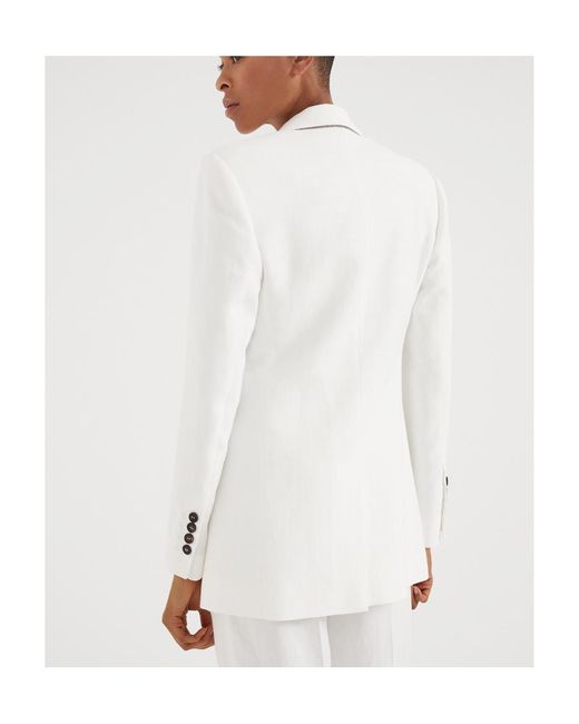 Brunello Cucinelli White Single Breasted Tailored Blazer