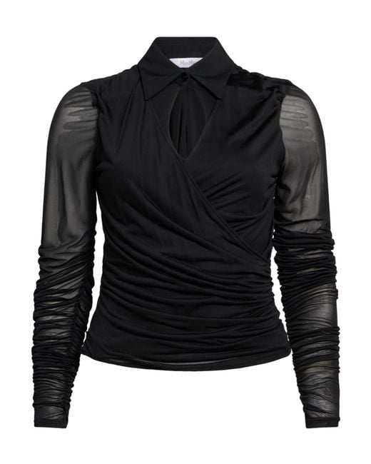 Max Mara Black Solid-Color Long-Sleeve Shirt