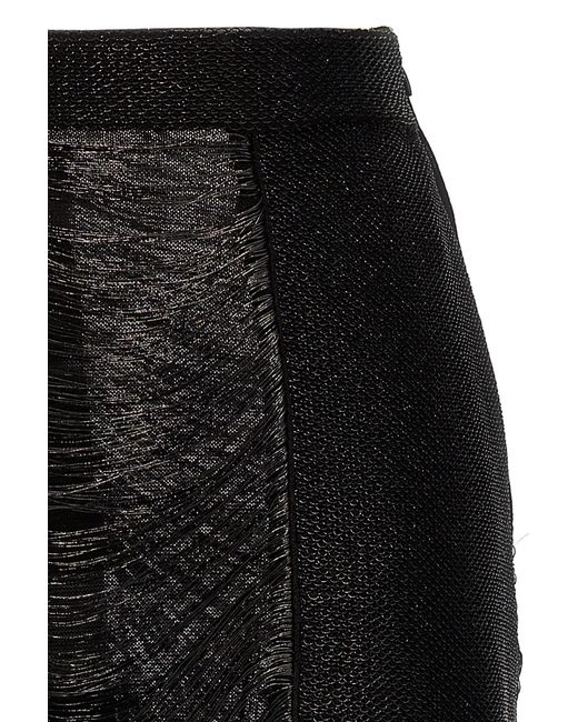 McQueen Black Armor Stitch Fringed Skirt
