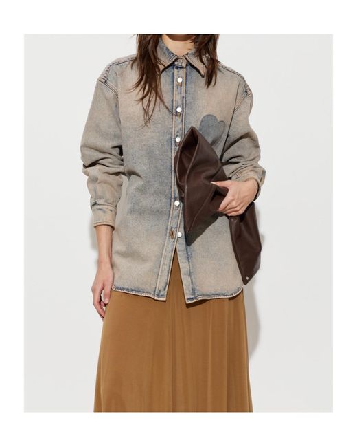 Moschino Gray Heart Detail Denim Shirt