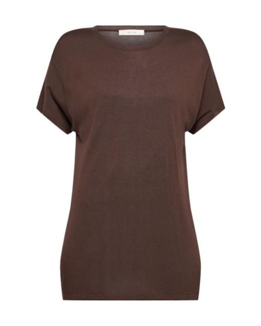The Row Brown Kota Fine Viscose Blend Short Sleeve Top