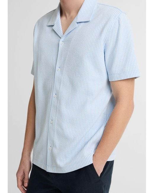 Vince Blue Striped Short-Sleeve Shirt for men