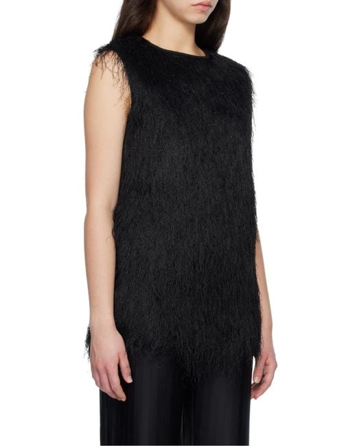Loulou de Saison Black Yasmin Textured Sleeveless Top
