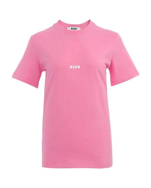 MSGM Pink Logo Short-Sleeved T-Shirt