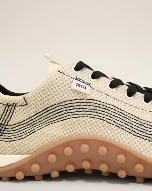 AMI Natural Mirage Contrasted-Stitching Sneakers