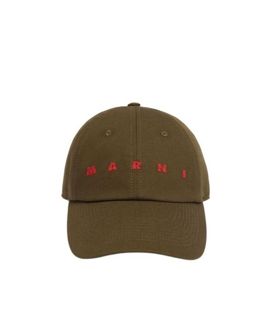 Marni Brown Logo Embroidered Curved-Peak Baseball Cap for men