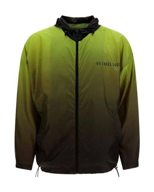 44 Label Group Green Logo-Print Zip-Up Hooded Jacket for men