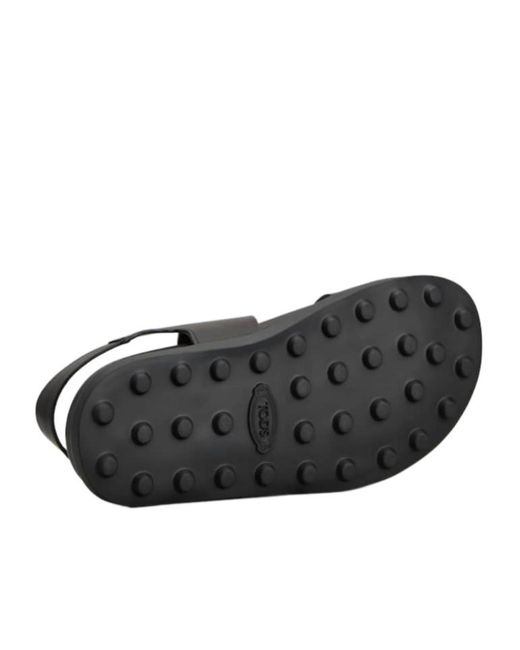 Tod's Black Logo Engraved Slip-On Sandals
