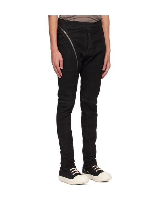 Rick Owens Black Aircut Low-Rise Tapered Jeans for men