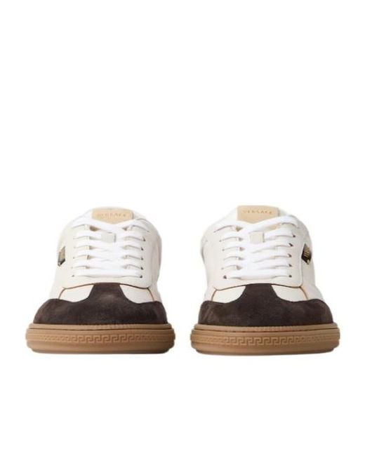 Versace White Greca Court Sneakers for men