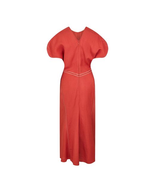 Victoria Beckham Tailored Ruched Front Midi Dress