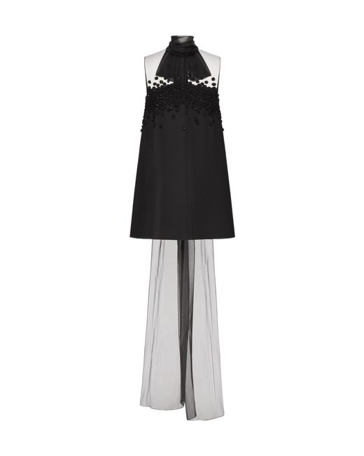 Valentino Black Embellished Mock Neck Mini Dress