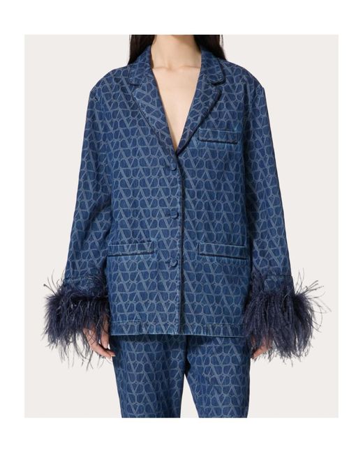 Valentino Blue Toile Iconographe Oversized Denim Jacket