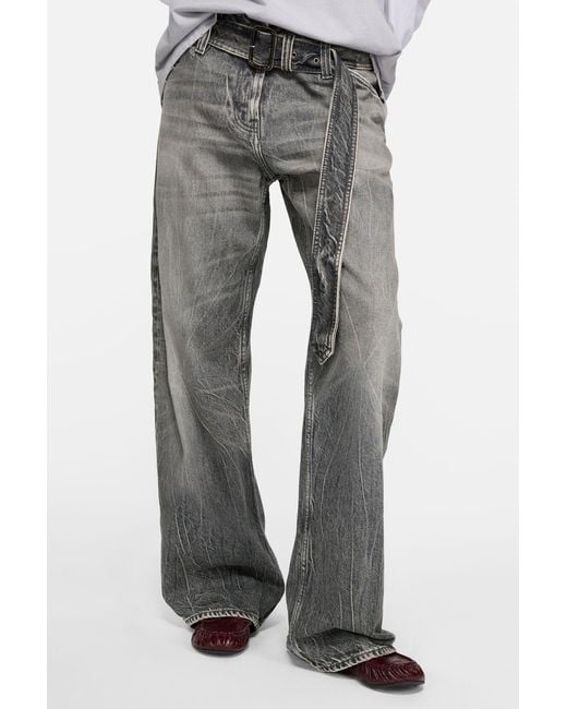 Acne Gray Belted Jeans for men
