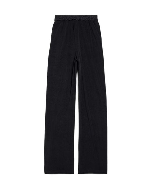 Balenciaga Black Lace Detailed Wide-Leg Pants