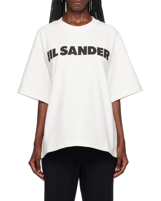 Jil Sander White Logo Printed Jersey T-Shirt