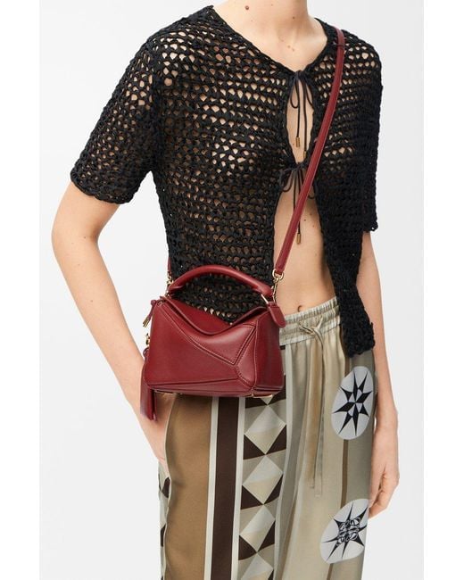 Loewe Red Mini Featherlight Puzzle Bag