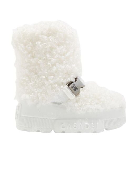 Casadei White Buckled Chunky Boots