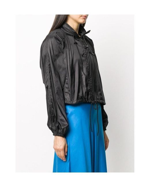 KENZO Black Cropped Drawstring Hooded Jacket