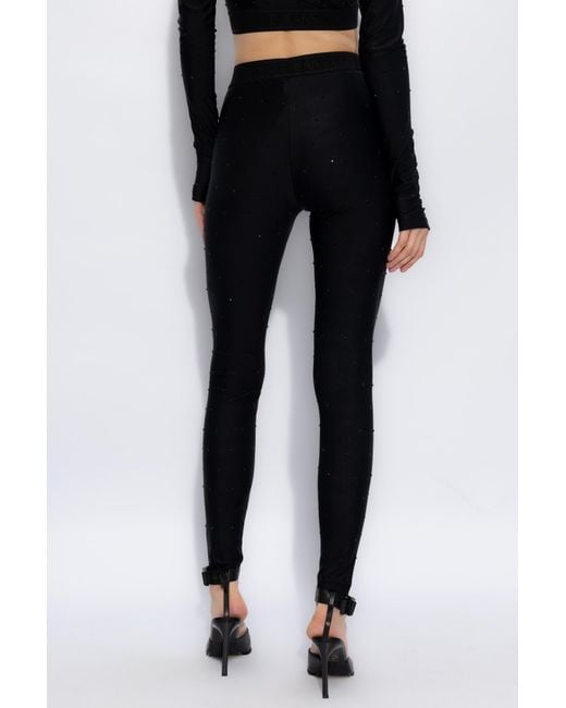 Versace Jeans Black Couture Rhinestone Embellished Leggings