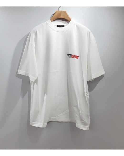 Balenciaga Men's White Blncg Printed T-Shirt