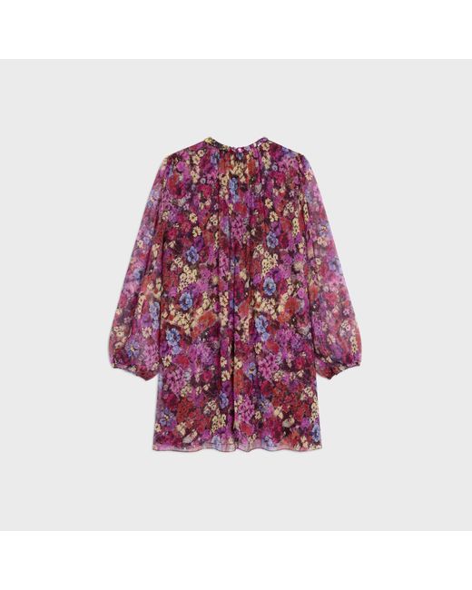 Céline Purple Embroidered Mini Folk Dress