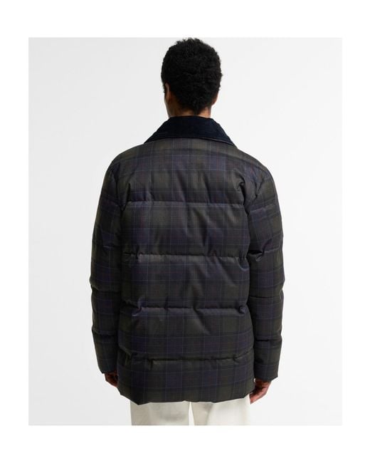 Barbour Black Plaid Standcollar Puffer Jacket for men