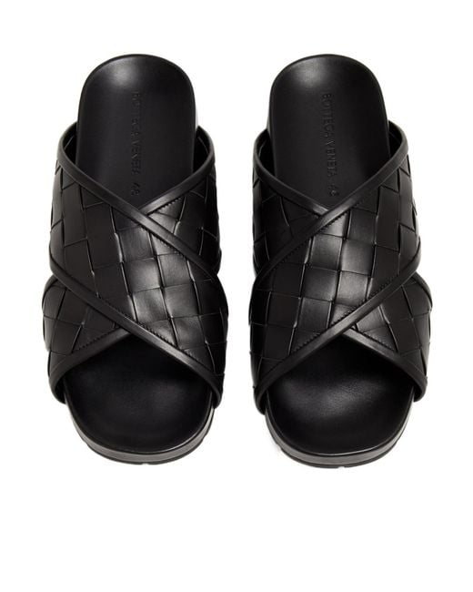 Bottega Veneta Black Cross-Over Sandals for men