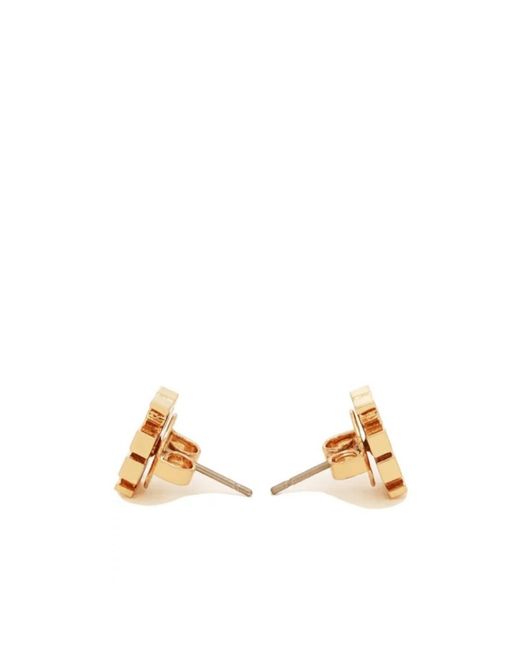 Tory Burch Metallic Double T-Motif Polished Finish Earrings