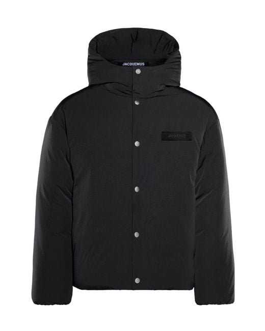 Jacquemus Black Logo Patch Hooded Jacket for men