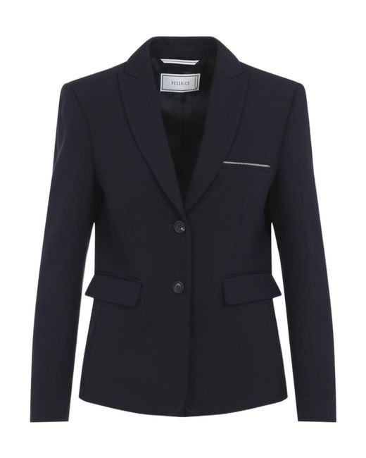 Peserico Blue Single-Breasted Tailored Blazer