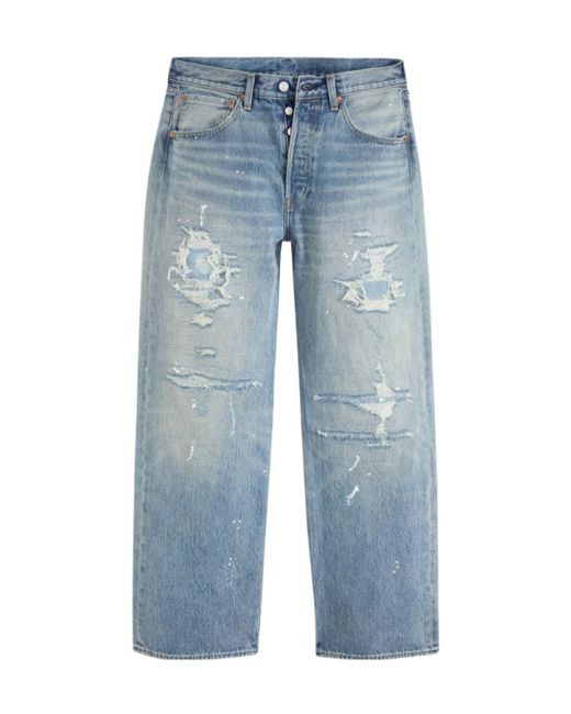 Levi's Blue Distressed Straight-Leg Jeans for men