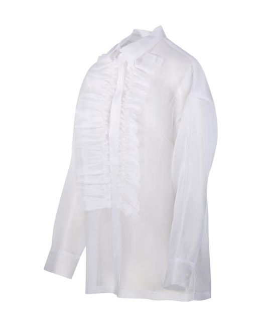 P.A.R.O.S.H. White P.A.R.O..H. Shake Ruffled Front Shirt