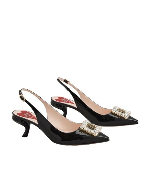 Roger Vivier Black Virgule Buckle Slingback Pumps