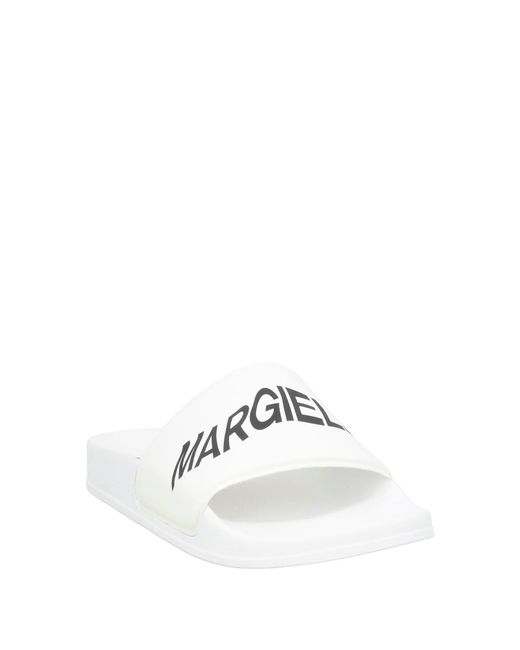 MM6 by Maison Margiela White Lightweight And Stylish Leather Slide Sandals