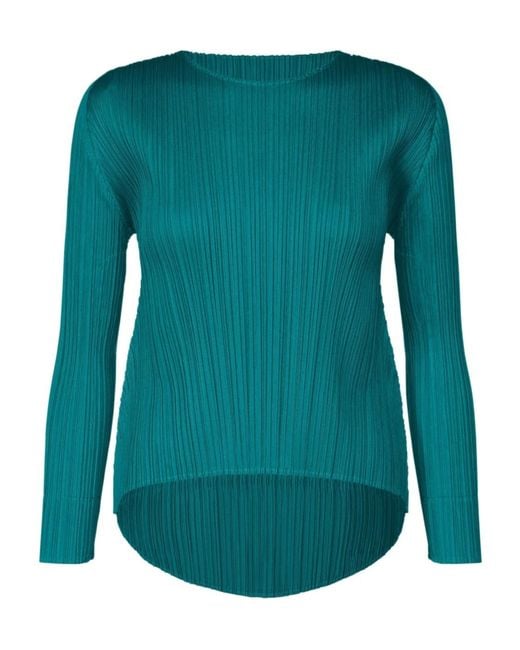 Pleats Please Issey Miyake Blue Pleats Please Issey Miyake Monthly Colors: October Crewneck T-Shirt