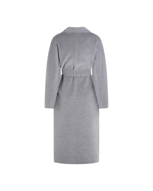 Max Mara Gray Collared Long-Sleeved Coat