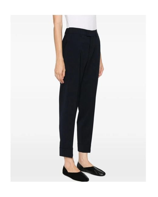 Berwich Black Cropped Turn-Up Trousers