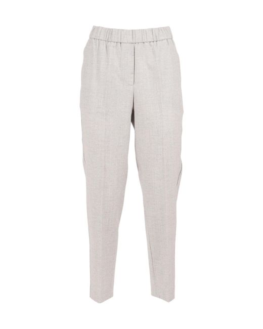 Peserico Gray Elastic-Waist Trousers