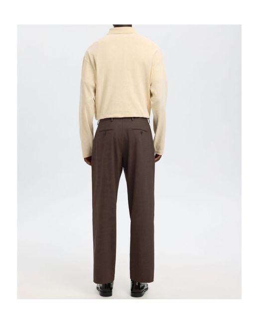 SELECTED Brown Relaxed Fit Suit Trousers for men