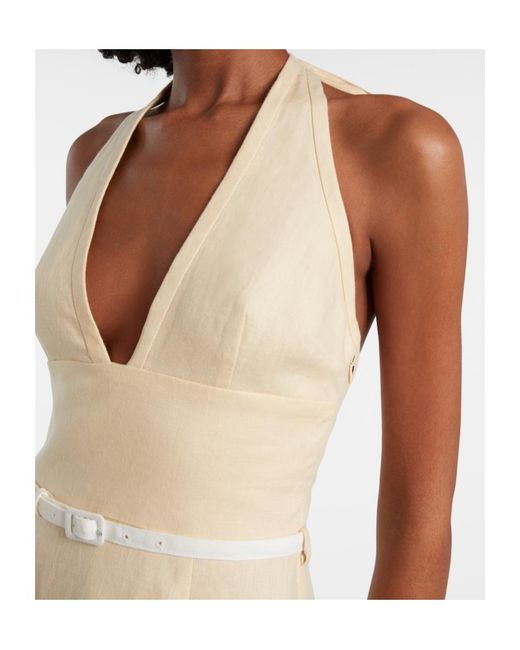 Posse Natural Pamela Halterneck Linen Midi Dress
