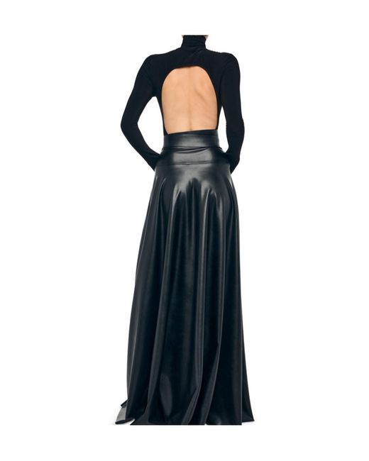 Norma Kamali Black Flared Maxi Skirt