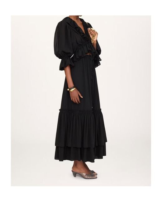 Chloé Black Tiered Ruffled Maxi Skirt