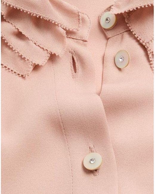 Valentino Pink Georgette Ruffled Button-Up Shirt