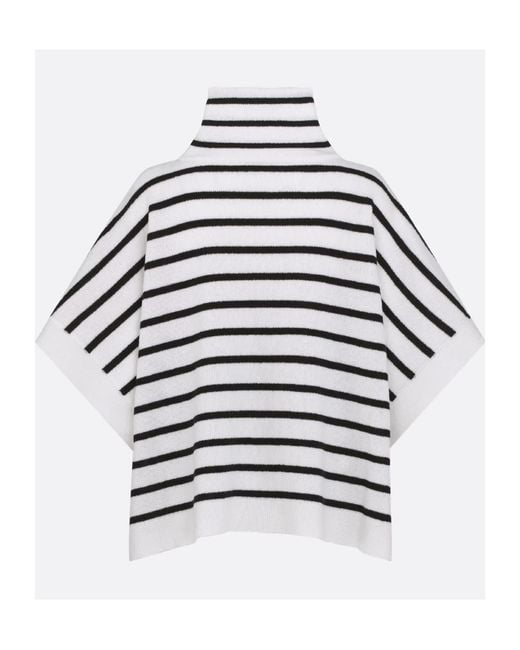 Dior White Christian Striped High Neck Cape