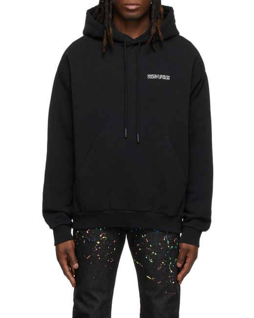 Marcelo Burlon Black County Of Milan Logo Printed Drawstring Hoodie for men
