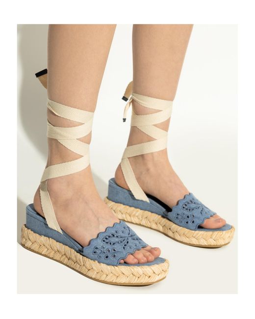 Jimmy Choo Blue Arlee Wedge Ankle Strap Sandals