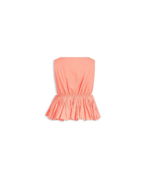 Alaïa Pink Cotton Linen Blend Peplum Top