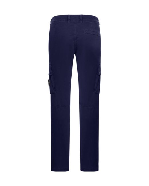 Stone Island Blue Low-Rise Slim Trousers for men
