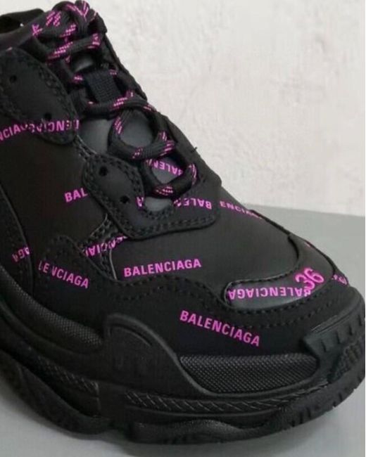 Balenciaga Black Triple S Sports Shoes With Full Logo